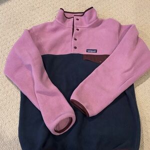 Patagonia Men’s Pink and Navy Colorblock Synchilla Pullover